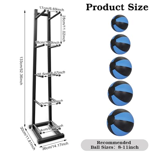 AQQHSAIN Medicine Ball Rack Adjustable Ball Tree 5-Layer Storage Exercise Holder for Strength Training
