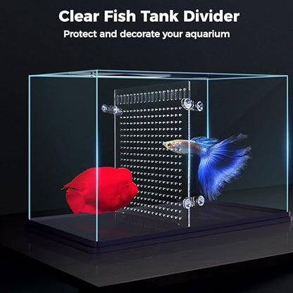 2pcs Fish Tank Dividers, Acrylic Divider Isolation Board with Suction Cups, DIY Designed Clear Easy to Install and Assemble for Fish Tank Aquarium, 15.74 x 11.81