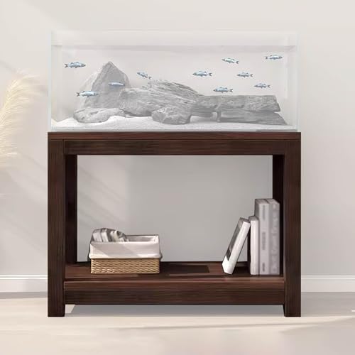 20 30 40 55 70 Gallon Long Aquarium Stand - Reptile Breeder Turtle Terrarium Stand Rack - 70cm Tall Aquarium Stand Furniture/Double Fish Tank Stand with Shelf（Brown-lxwxh-23.6x15.7x27.5）