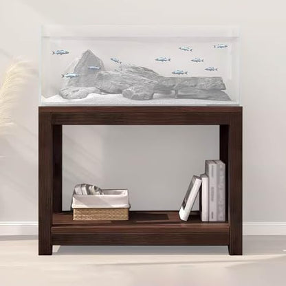 20 30 40 55 70 Gallon Long Aquarium Stand - Reptile Breeder Turtle Terrarium Stand Rack - 70cm Tall Aquarium Stand Furniture/Double Fish Tank Stand with Shelf（Brown-lxwxh-27.5x15.7x27.5）