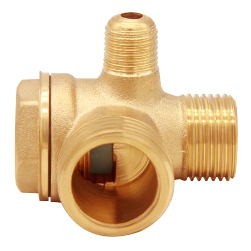 Solid Brass 3-Port Air Compressor Check Valve G1/8" x G3/8" x G1/2" Male Threaded Tube Connector Non-Return Valve