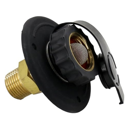 RV Water Inlet Connection City Water Fill Inlet Flange Brass with Check Valve RV Water Hose Connector City Water Fill Flange City Water Hookup for Camper (Black) - color: Black