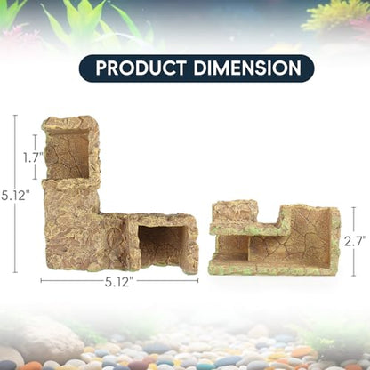 Fish Tank Corner Underground Hideout Cave Decor for Fish Shrimp Hiding Breeding, Aquarium Resin Decorations,Rock Style - style: Rock