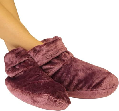 MARS WELLNESS Heated Microwavable Booties - Microwave Slipper Warmers | 3 Pack - Mauve Heated Socks, Great Gift for Women and Men - color: Mauve, size: Pack of 3