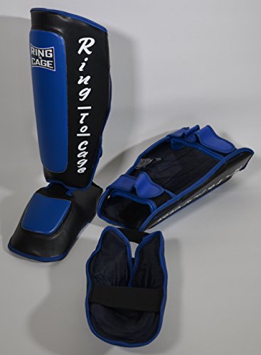 Deluxe Muay Thai Pro-Style Shin Instep for Muay Thai, MMA, Kickboxing, Stand up - color: Blue, size: Medium