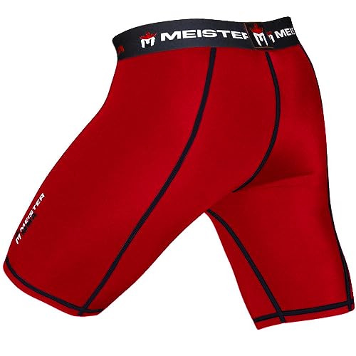 Meister MMA Compression Rush Fight Shorts w/Cup Pocket - color: Red, size: 34-35