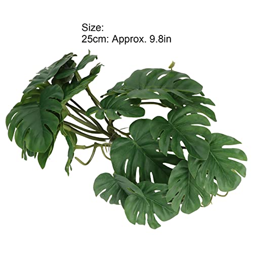 GLOGLOW Reptile Silk Plant Leaves, Jungle Vines Plastic Terrarium Plant Leaves Simulation Aquarium Decoration Tree Branch with Suction Cup for Terrarium Fish