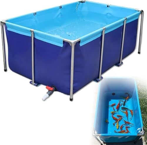 Large Thickened Canvas Fish Pond with Drain Valve - Oxidation Resistant Temporary Aquarium Pool for Aquaculture Enthusiasts, 1.5m x 1m x 0.8m, Durable Viewing Pond - size: 1.5*1*0.8m