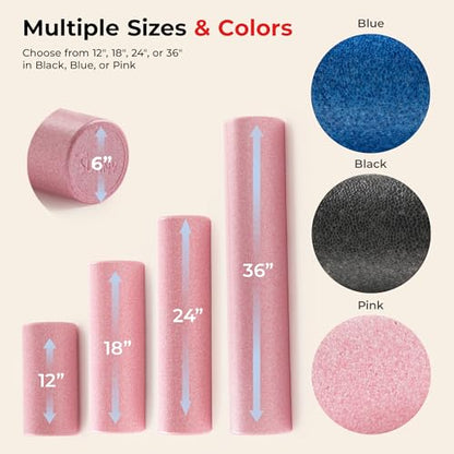 Sunny Health & Fitness 24" Pink High-Density Yoga Foam Roller - color: Pink, size: 24-Inch