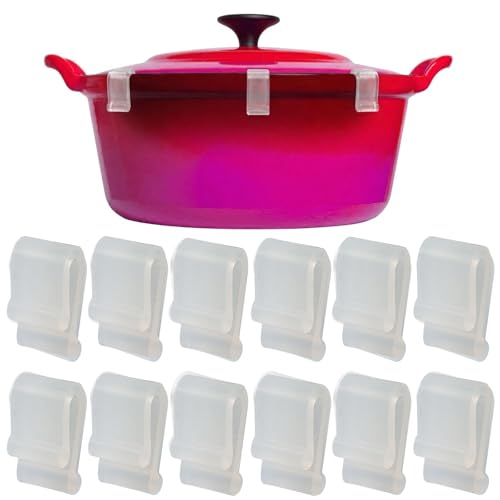 12 Pack Dutch Oven Lid Protector Clips, Non Slip Silicone Cookware Protector Clips, Clips for Stacking Pan and Dutch Oven Pots (Clear) - color: Clear, size: 12
