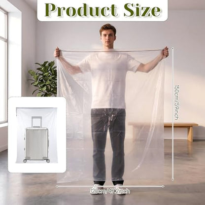 6 Pcs 59x47 In Extra Large Clear Drawstring Plastic Bags, 4 Mils Dustproof Moistureproof Reusable Big Giant Luggage Storage Bag for Suitcase, Furniture, Garage Organizer, Blanket, Plush Toys