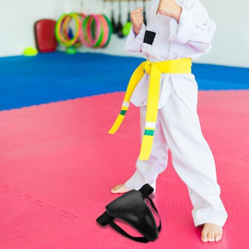 Boxing Groin Protector for Black Breathable Elasticity Crotch Guard Integrated Fighting Groin Guard Suitable for 110-149cm Martial Arts Training