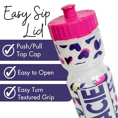 50 Strong | Personalized Kids Sports Water Bottle, 22 oz, Leopard Hearts - color: Hearts - Custom