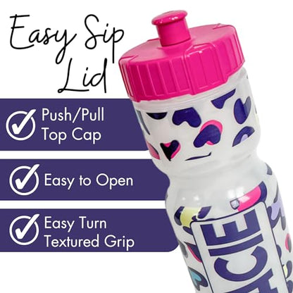 50 Strong | Personalized Kids Sports Water Bottle, 22 oz, Leopard Hearts - color: Hearts - Custom