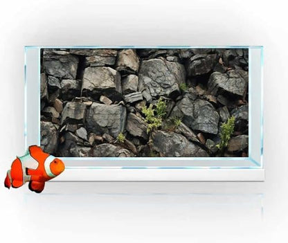 24X16IN Stone Aquarium Background, Rock Fish Tank Background, Natural Rocky Glass Terrarium Background with 8 EVA Double-Sided Tape - color: Stone, size: 24X16in/60X40cm