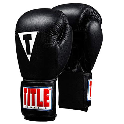 Title Classic Leather Elastic Training Gloves 2.0 - color: Black, size: 16 oz