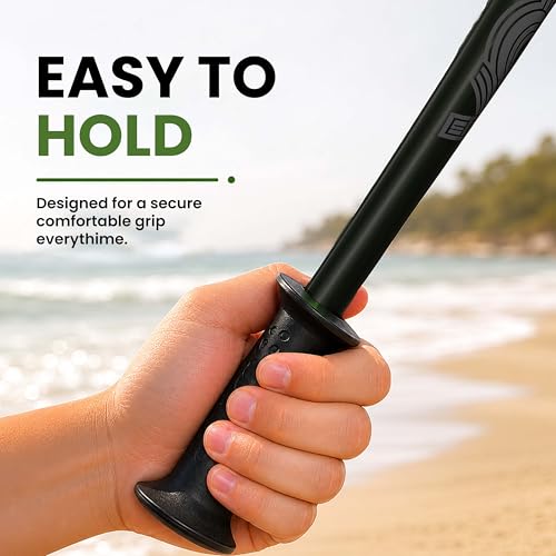 VOS Sand Sifter 2-Pack | Adjustable Handle 21"–33" | Stainless Steel Beach Scoop for Seashells, Shark Teeth & Sea Glass | Lightweight Aluminium, Rust-Resistant – Black