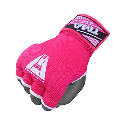 TMA Gel Padded Inner Gloves with Hand Wraps Boxing Gloves, Half Finger Elasticated Bandages, Kickboxing Wraps for Men, Women, Kids MMA, Muay Thai, Kickboxing (Pair) - color: Pink, size: Small-Medium