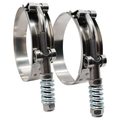 2.25" Heavy Duty T Bolt Hose Clamp Stainless Steel - Working Range 61-69mm for 2.25" I.D. Hose with 3mm - 6mm Wall Thickness, Auto-adjusting keeps Constant Tension (61mm - 69mm, 2 Pack) - size: 2.25" Hose Clamp 61mm - 69mm (2.40" - 2.72")