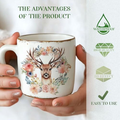 18 Pcs Deer UV DTF Cup Wraps for 16OZ Glass, 4.3 x 9.4 Inch Animals Forest UV DTF Transfer Stickers Waterproof Rub on Transfer Decals for Glass Bottle Vase Furniture Crafts - style: Deer