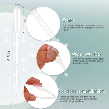 1000Pcs 1ML Dropper Pipettes - Disposable Plastic Pipettes for Lab Science, Essential Oil, DIY Art, Medicine - Excellent Suction Without Leakage