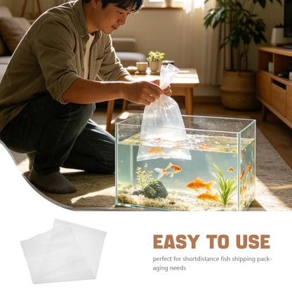 50PCS Live Fish Bags: Open Top Plastic Bags for Live Fish Transport, Shipping - 4.3 Mil Thick - 14x6 Inches - Leak-Resistant Clear Containers for Transporting Marine