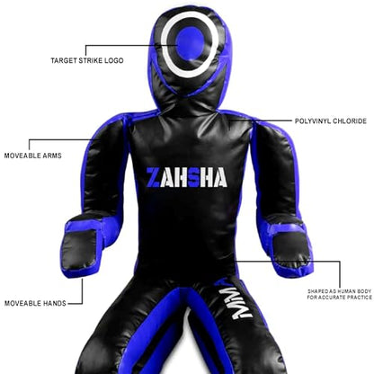 BJJ Wrestling Grappling Self Defense Training Vinyl Dummy, Unfilled - color: Blue, size: 60 inch|150cm|5 Feet