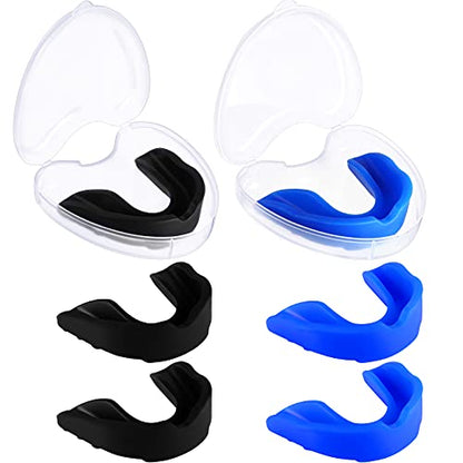 BBTO 6 Pack Kids Youth Mouth Guard for Football Sports, Boys Girls Mouthguard with Case, Soft Mouth Guard for Hockey Boxing Basketball, Ages 4+ - color: Dark Blue, Black
