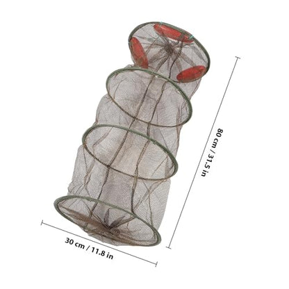 Beaupretty Coffee Color Thickened Mesh Fishing Net with Quadruple Rings Portable Fish Guard Net for Crab Trap and Small Fish Catching