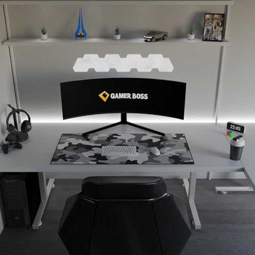 Gamer Boss - Gaming Mouse Pad - 48 x 24 Inches - 4mm Thick with Stitched Edges, Non-Slip Rubber Base, Premium Cloth Mousepad, Desk Mat for Laptop, Keyboard, Computer & PC (Mega, Camo) - color: Camo, size: 48" x 24"