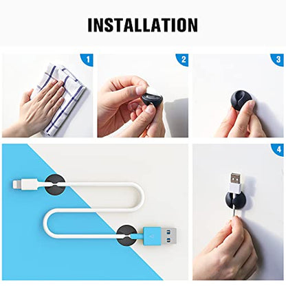 12 Pack Cable Clips, Znben Cord Organizer Holder Adhesive Cable Management Charger Wire Holder Clips for Desk, Home, Office, Car, Cubicle, Nightstand Black
