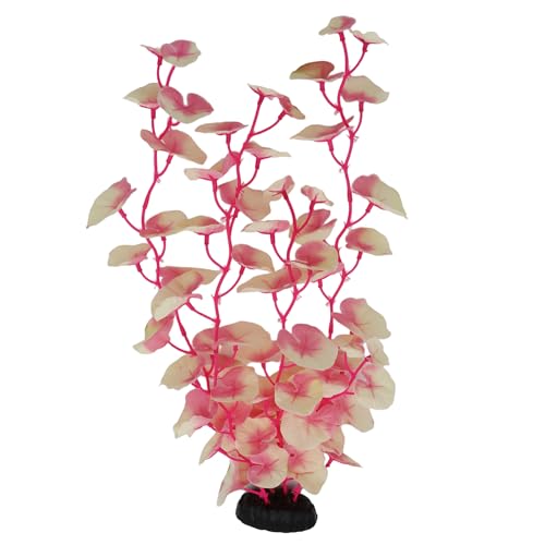 16 Inch Aquarium Fish Tank Plant Betta Fish Tank Decor,2 Pack Silk Aquarium Plants for Aquarium Decoration (White-Pink)