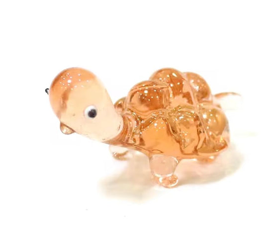 1pcs Sea Turtle Figurines Glass Craft Ornaments Animals Tiny Statues Home Aquarium Fish Tank Decor Accessories,4.5cm - color: orange