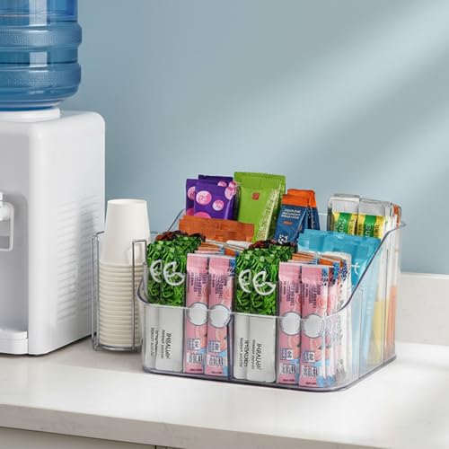 Drink Packet Organizer, Powdered Drink Mix,Powder Packet,Acrylic Water Flavor Packet Organization Container with Removable Dividers for Storage Bins for Kitchen Cabinet, Pantry,Office - size: Large