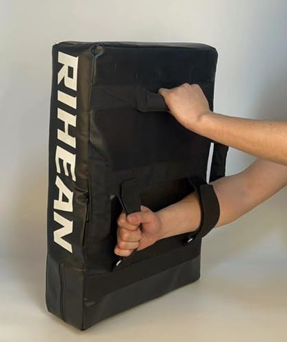 Martial Arts Kicking Shields Pad for Muay Thai, Taekwondo, Football, Basketball Training - Denser Foam, Longlasting PU Leather Kick Shield - style: 16x24in Black