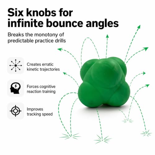 Agility Bounce Reaction Ball, Rubber Six Knob Reflex Trainer - color: Green