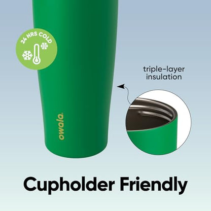 Owala FreeSip Tumbler Stainless Steel Water Bottle 40 oz Putting Green | Triple-Layer Insulation | Leak-Proof Lid with Push-Button | Double Threaded Lid for Left and Right-Handed Drinking - color: Putting Green, size: 40 Ounces