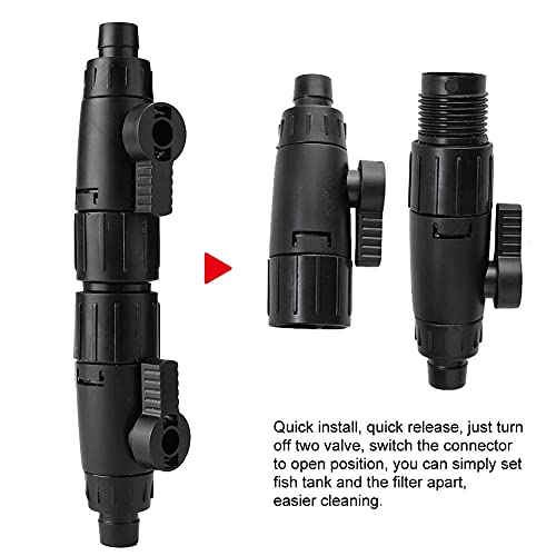 Aquarium Hose Valve, Fish Hose Pipe Quick Release Connector Adapter Aquarium Filter Connector(12mm/0.5inch)