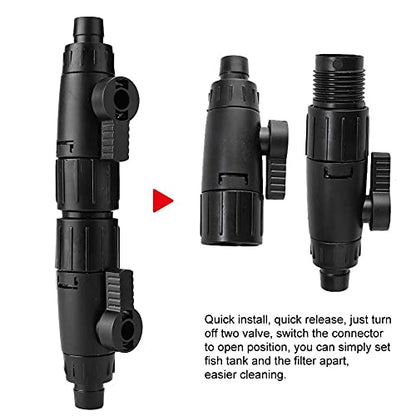 Aquarium Hose Valve, Fish Hose Pipe Quick Release Connector Adapter Aquarium Filter Connector(12mm/0.5inch)