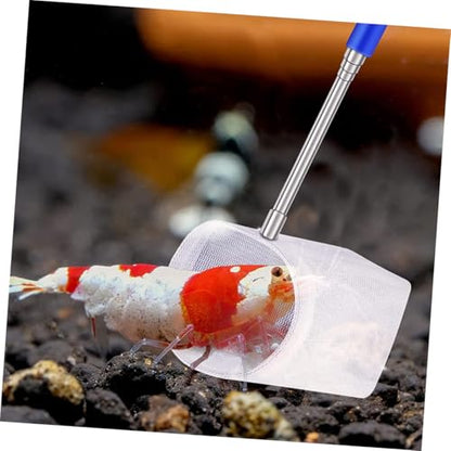 Cabilock 2pcs Mini Extendable Shrimp Net and Fish Tank Cleaning Net with Fine Mesh Stainless Steel for Aquarium Maintenance and Betta Fish Catching