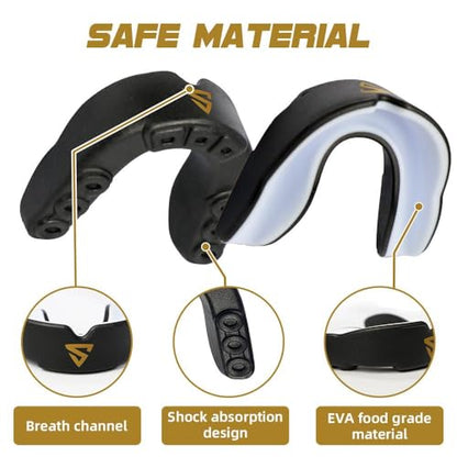 Mouth Guard with Case - Football, Boxing, Lacrosse, and Other Contact Sports - Custom Fit, Breathable, Remoldable, Lightweight - Kids and Youth (up to 14 Years)
