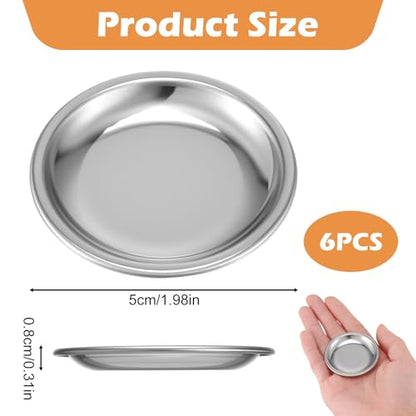 6 Pcs Hermit Crab Food and Water Bowl, Small Food Dish Water Dish Tiny Stainless Steel Feeding Dishes for Hermit Crab Cricket Snail Gecko Insect