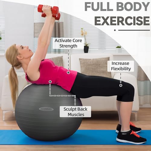 Fitvids Anti-Burst and Slip Resistant Exercise Ball Yoga Ball Fitness Ball Birthing Ball with Quick Pump - color: Gray, size: XL(27-30in/68-75cm)