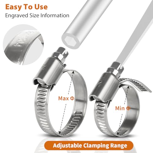 Heavy Duty Hose Clamp, Stainless Steel Hose Clamps Assortment for 1/4 Inch to 1-1/2 Inch Hose Pipe,100 PCS Small Worm Gear Hose Clamp Kit for Fuel Line Radiator Coolant Plumbing Automotive