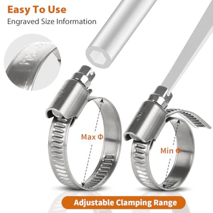 Heavy Duty Hose Clamp, Stainless Steel Hose Clamps Assortment for 1/4 Inch to 1-1/2 Inch Hose Pipe,100 PCS Small Worm Gear Hose Clamp Kit for Fuel Line Radiator Coolant Plumbing Automotive