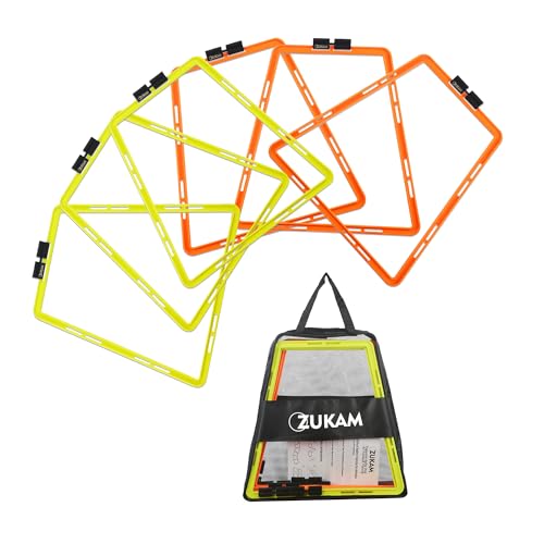 Trapezoid Agility Rings for Speed Training & Agility Footwork Training Speed Hurdles Ladder with Carrying Bag - size: 6 Rings