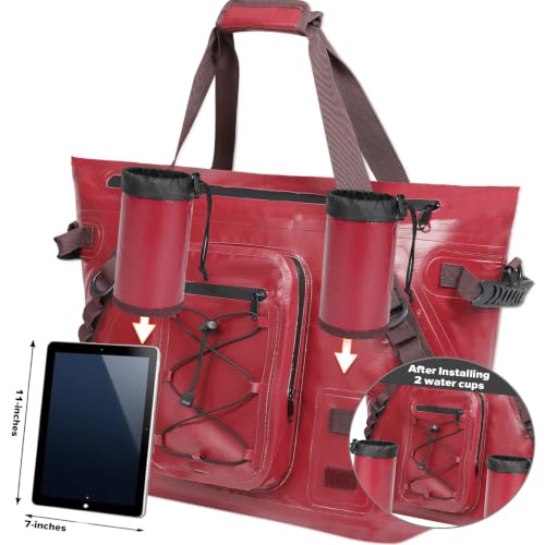 MORXPLOR Insulated Fish Cooler Kill Bag with Flat Bottom-26x18 31x14 40x16 50x18 60x20 70x25 Inches Waterproof Fishing Tackle Kill Cooler Bag - color: Wine-26x18x9