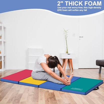 Polar Aurora 3'x6'x2 Thick Folding Gymnastics Exercise Mat Aerobics Stretching Yoga Mats - color: 4 Color