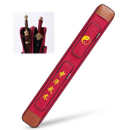 Tai Chi Sword Bag Double Layer with Adjustable Shoulder Strap - color: Red