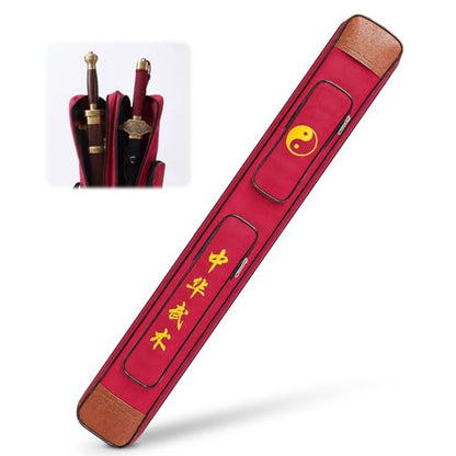 Tai Chi Sword Bag Double Layer with Adjustable Shoulder Strap - color: Red